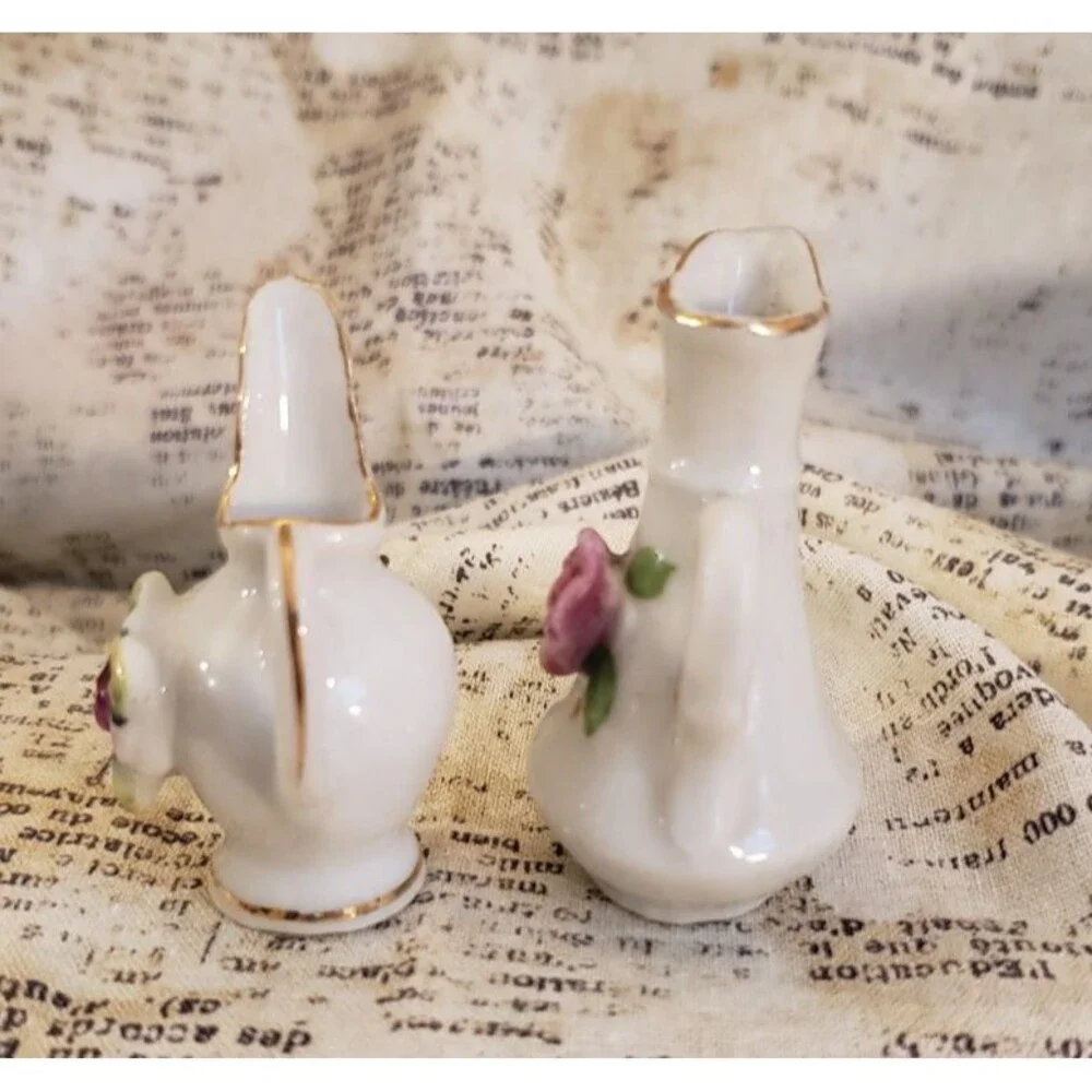 Elegant, Sophisticated - Two Vintage Miniature Pitchers with Floral Details